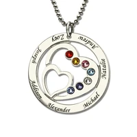 authentic sterling silver 925 moms heart necklace with family names birthstones personalized custom jewelry new arrival