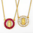 Женское Ожерелье с круглым кулоном FLOLA, ожерелье Девы Марии с кристаллом, ювелирные изделия с кубическим цирконием, подарки, nker51