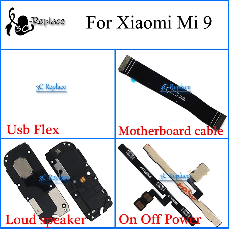 Гибкий Usb кабель для материнской платы Xiaomi Mi 9/Xiaomi 9 Global громкий динамик ВКЛ./ВЫКЛ.