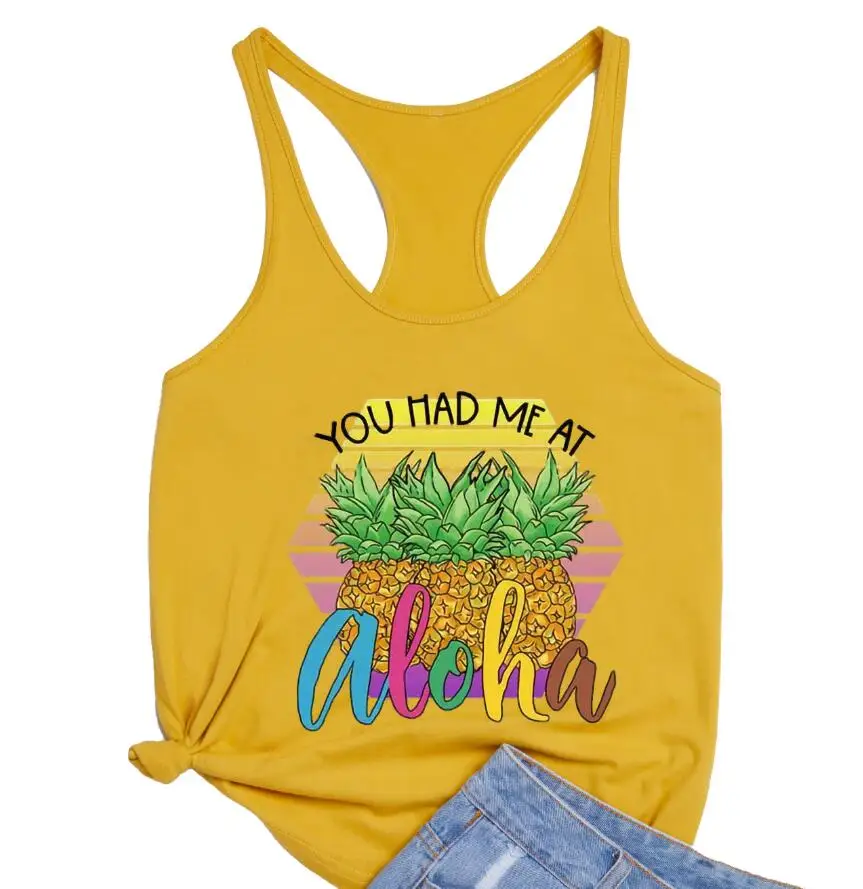Женский жилет You Had Me At Алоха ананас женские майки для бега и упражнений на спине