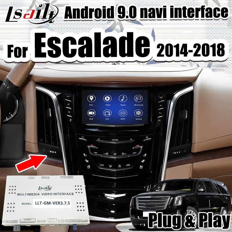Lsailt CarPlay и Android GPS навигатор для Escalade Cadillac 2014 2018 года Интерфейс поддержка YouTube