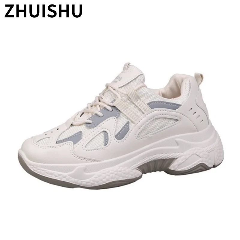 

Women Sneakers Fashion Mesh Chunky Sneakers Casual Shoes Autumn Reflective Comfortable Thick Sole White Dad Flats Platform Shoes