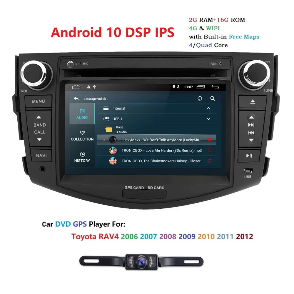 2Din Android 10 Автомобильный мультимедийный плеер автомобильный DVD GPS для Toyota RAV4 2006 2012 7