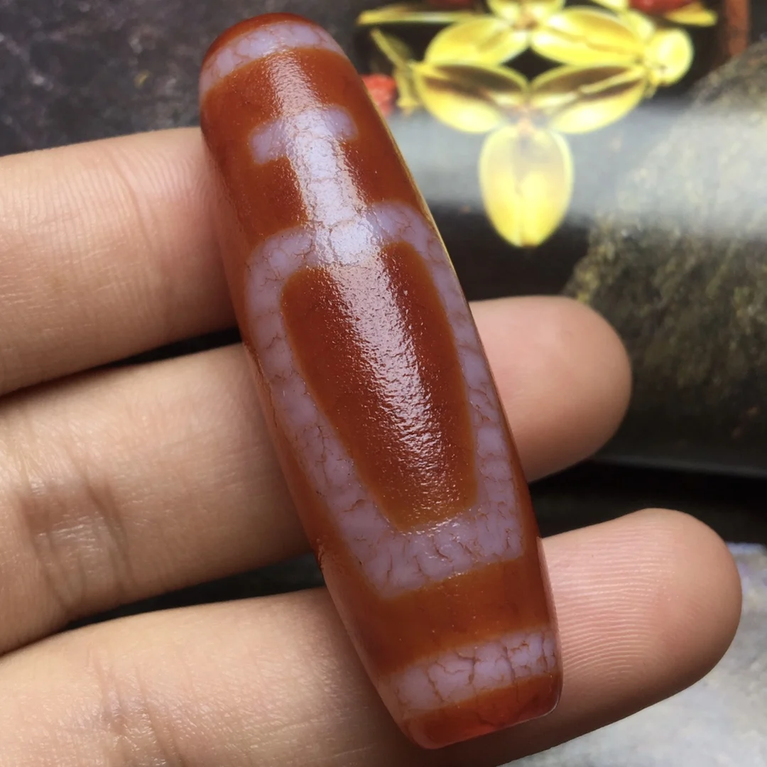 

Natural Agate Aquarius Dzi Beads Rare Red Patina Orange Peel Pattern Man Woman Tibetan Costumes Accessories Loose Jewelry DIY