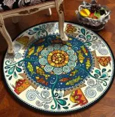Diameter 60CM Национальный и классический стиль Мандала Круглый Пол Ковер Европейская классическая подвесная корзина украшение медитационная йога коврик Dia120cm - Цвет: Diameter 60CM