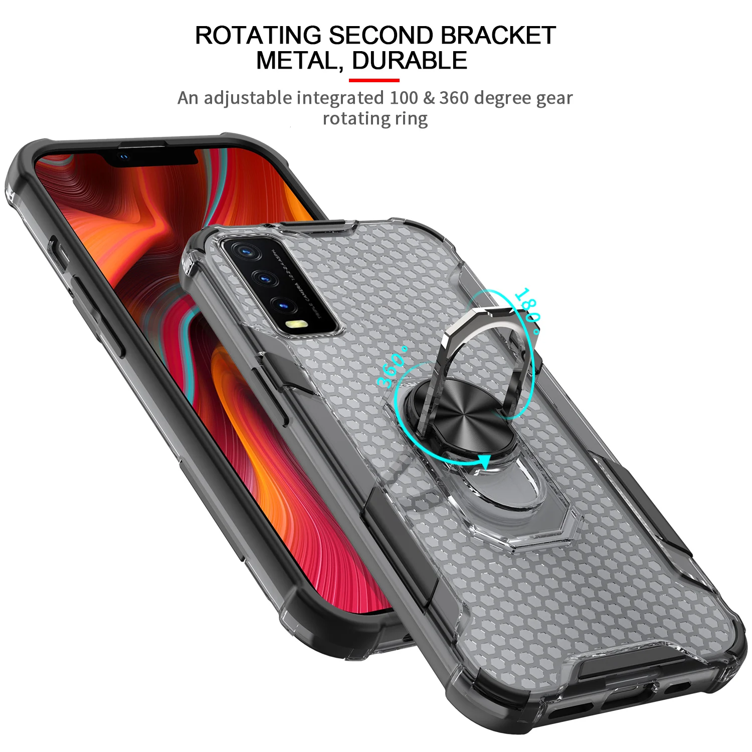 Чехол с кольцом-держателем магнитный Прозрачный Бампер для Vivo Y20 Y20i Y19 Y31 Y53S 4G Z1x IQOO