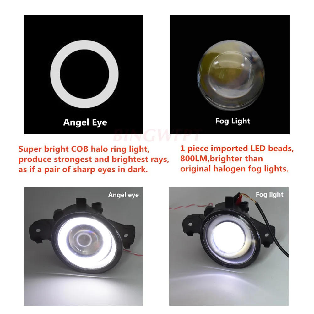 2PCS Car Styling LED Fog Lights Angel eye DRL 3000LM For Almera Qashqai X-Trail Primera Teana Altima Maxima Sentra 2001-2015 | Автомобили