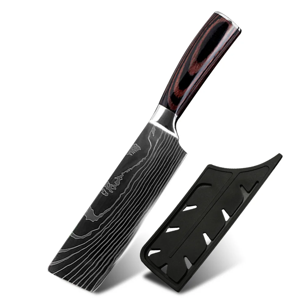 7in Cleaver Knife SOWOLL немецкий Высокоуглеродистый нож из нержавеющей стали, эргономичная ручка, Ультра острый, бесплатный подарок, кухонный нож в рулоне, сумка, чехлы - Цвет: 7in Cleaver Knife