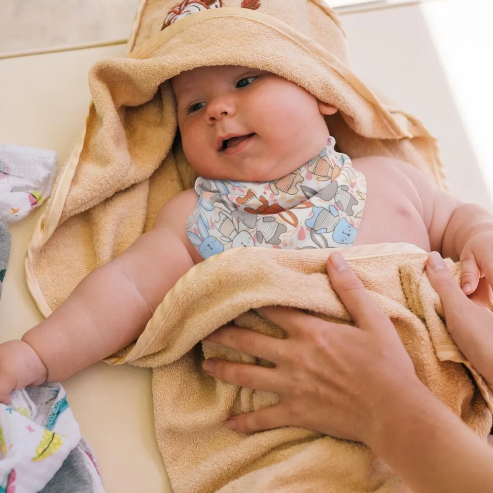 

5pcs Baby Cotton Drool Bibs Cartoon Printing Bandage for Newborns Infants