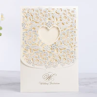 50pcs heart rose flora laser cut wedding invitation cards business greeting cards printing wedding decoration party supplies