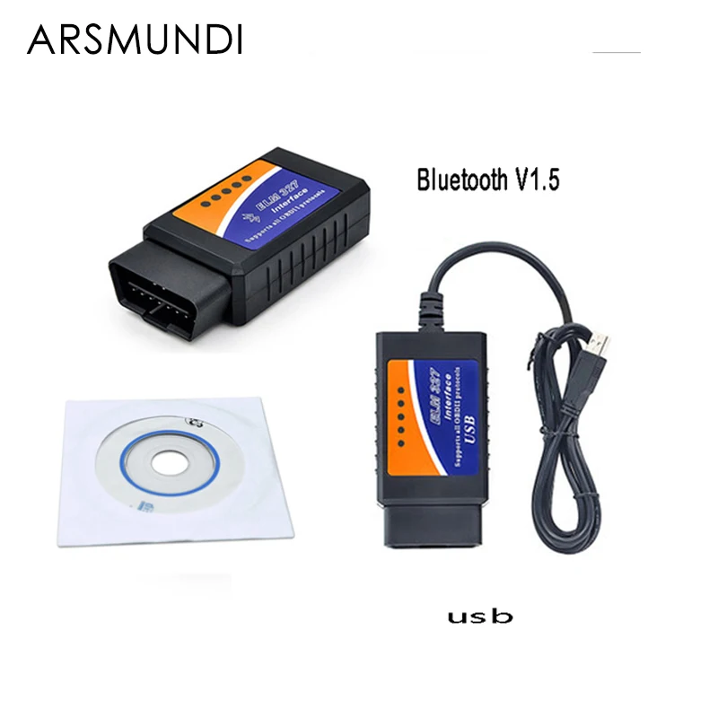 Диагностический прибор OBD2 ELM327 V1.5 USB/Bluetooth ELM 327 V 1 5 OBDII мини сканер OBD 2 автомобильный