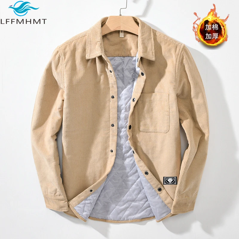 

Men Winter Fall Corduroy Vintage Long Sleeve Coats Durable Thicken Casual Loose Korean Trendy Jackets High Quality Workwear Male