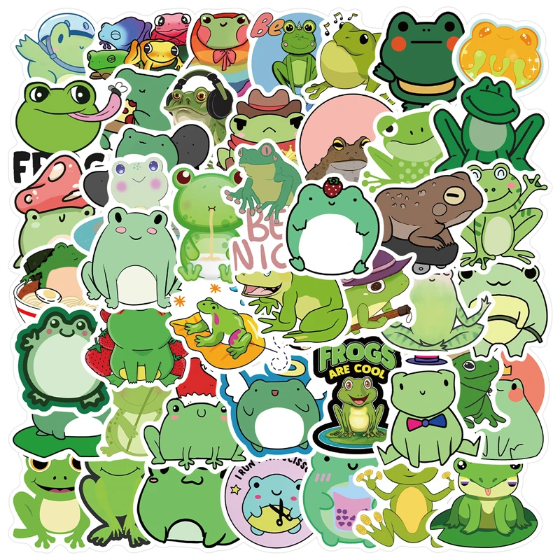 

10/30/50 PCS New Cartoon Cute Frog Cartoon Children Stickers Waterproof Luggage Computer Notebook Helmet Skateboard Cup Sticker