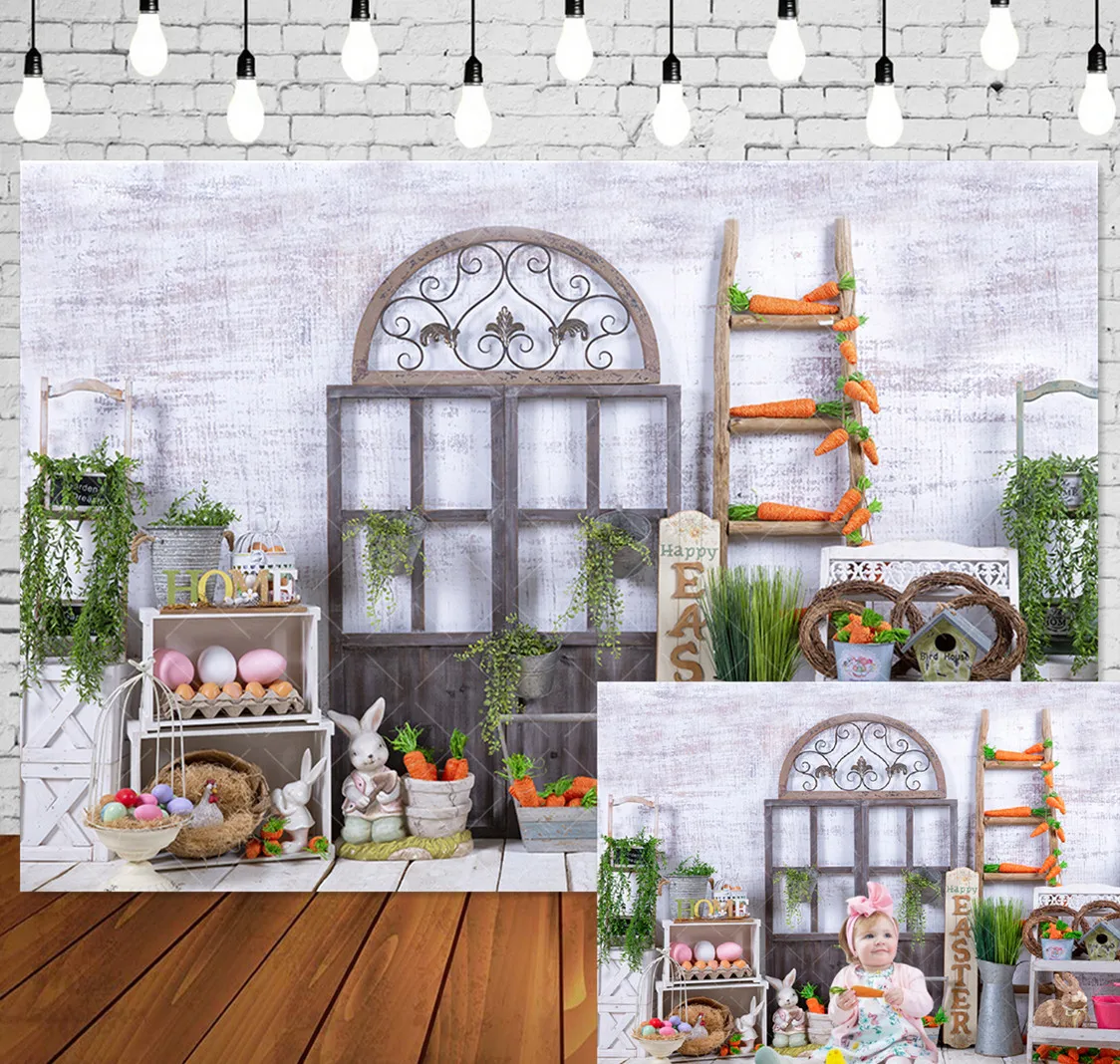 

Easter Spring Photography Backdrops Newborns Baby Child Kids Birthday Cake Smash Bunny Carrot Photo Background Decor Studio Prop