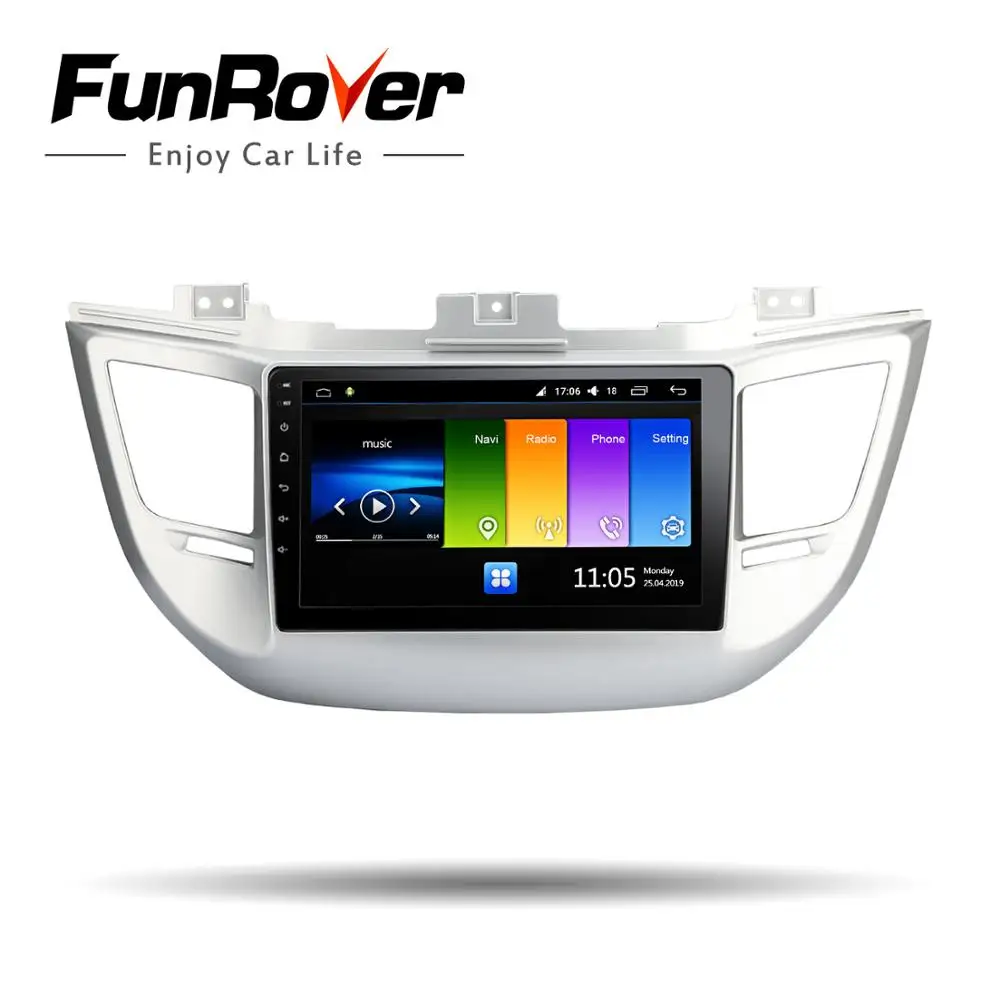 FUNROVER android 9 0 2.5D + IPS Автомобильный dvd плеер для Hyundai Tucson ix35 2015 2016 2017 радио gps Навигация