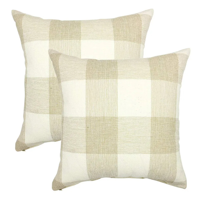 2 шт 45x45 см квадратная наволочка полосатая клетчатая моющаяся льняная наволочка мягкая квадратная подушка домашняя Подушка#3S16