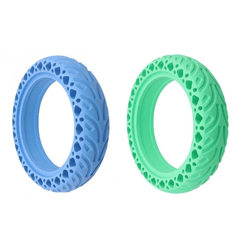 

2Pcs 8.5 Inch Electric Scooter Honeycomb Shock Absorber Damping Tyre Durable Rubber Solid Tire - Blue & Green