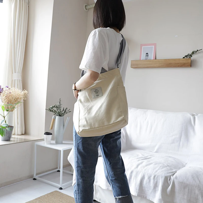

Canvas Tote Bag Simple Easy Matching Woman Satchel Luxury Handbags Large Capacity Student Shoulder Bag BV789