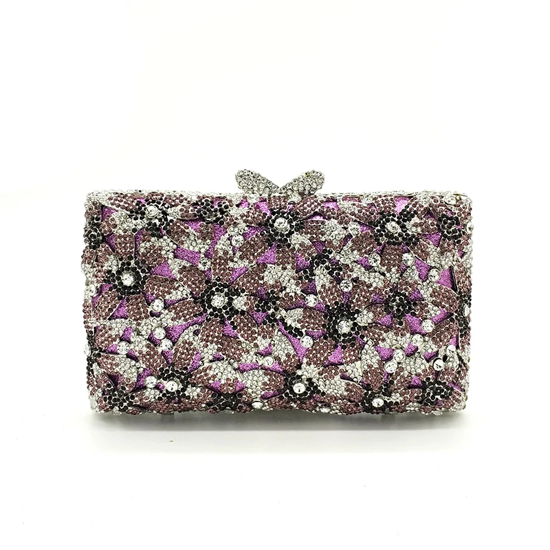 

Pink Yellow Gold Green Blue Multi Color Woman Crystal Diamond Handbag Party Dinner Floral Evening Bag Wedding Bride Clutch Purse