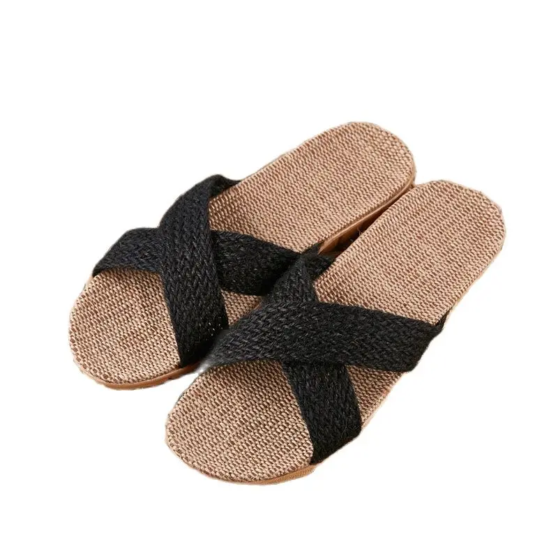 Suihyung Multicolor Flax Slippers For Women 2022 New Summer Indoor Shoes Home Casual Slides Cross Blet Ladies Flip Flops Sandals