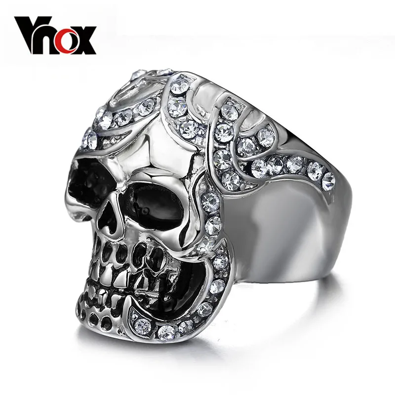 Vnox Винтаж Европа череп кольцо партия King Для мужчин в стиле панк рок ужасный