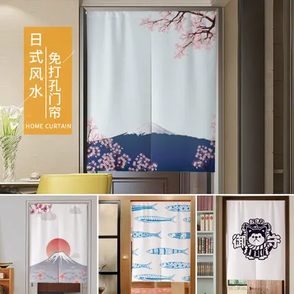

Льняная ткань в японском стиле, кухонный экран, украшение для спальни, столовой, дверь, полуперегородка, занавеска
