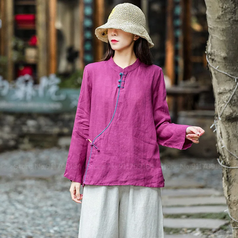Женские элегантные ретро топы Ципао в традиционном китайском стиле из хлопка и