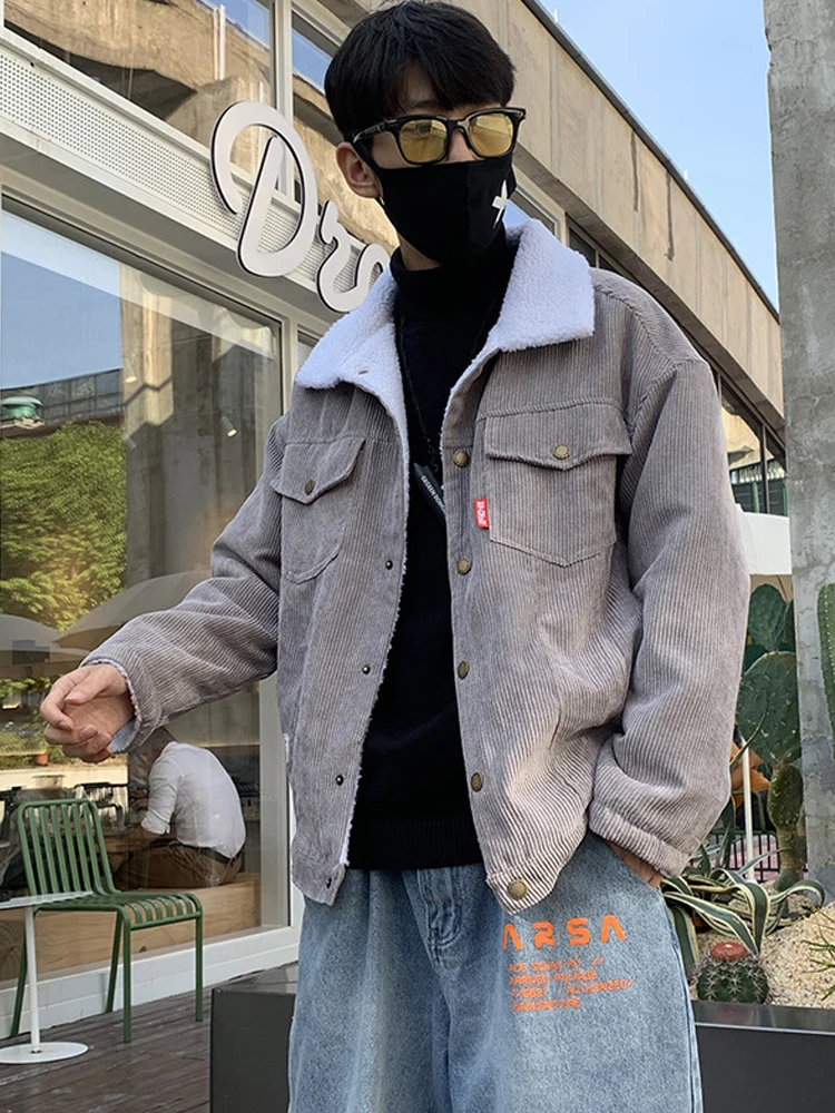 

Men 2021 Autumn Winter Thicken Warm Corduroy Jackets Men's Outwear Hip Hop Coat Male Teen Casual Jacket Colorful Streetwear