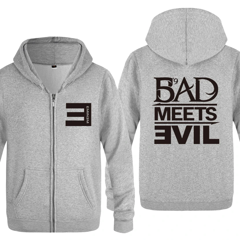 Мужская Флисовая кофта с капюшоном Eminem Bad meet Evil Rock рэп худи 2020 | одежда