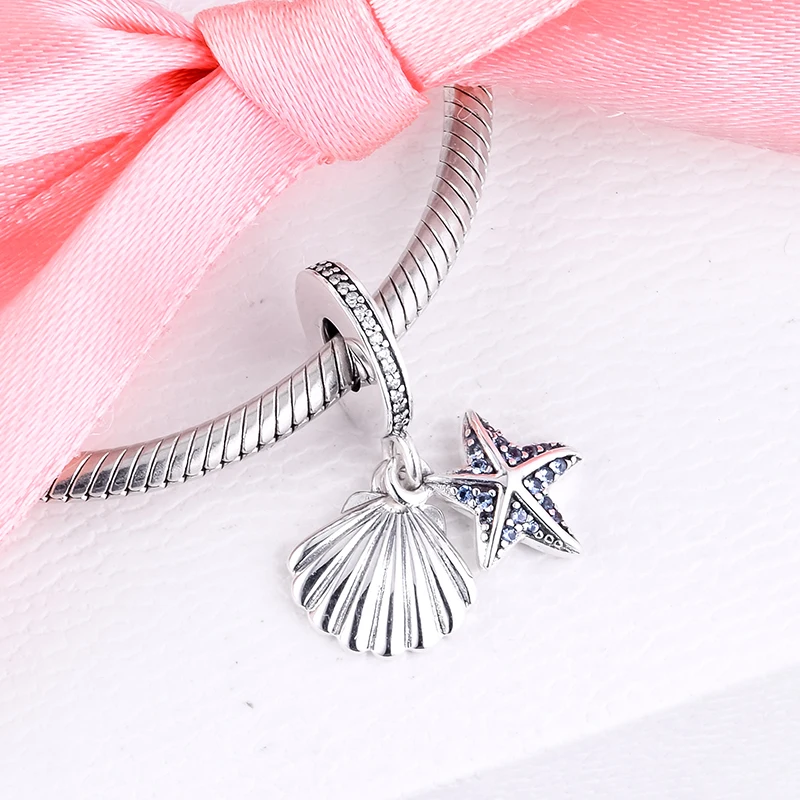 Подходит для Pandora Браслеты тропический Морская звезда и Sea Shell Подвески 100% 925 пробы