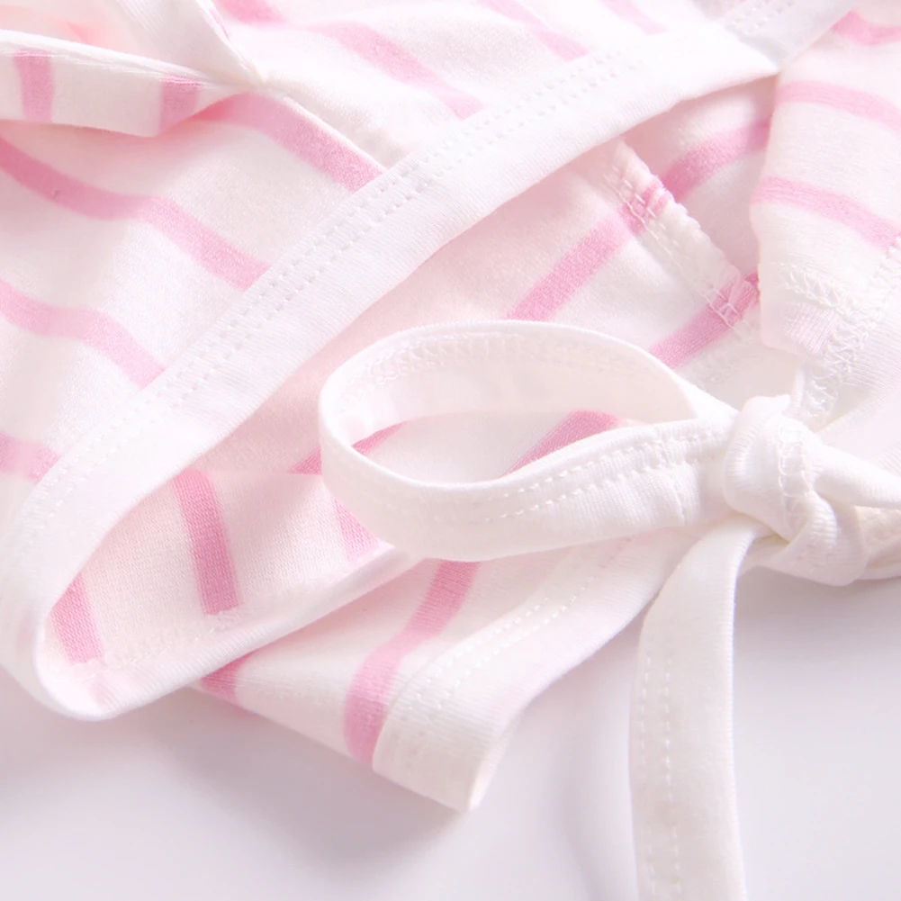 Infants 2019 Autumn Long Sleeve Sweet 100% Cotton Black White Pink Striped Bodysuit Baby+Rabbit Ear Hat Baby Girl | Мать и ребенок