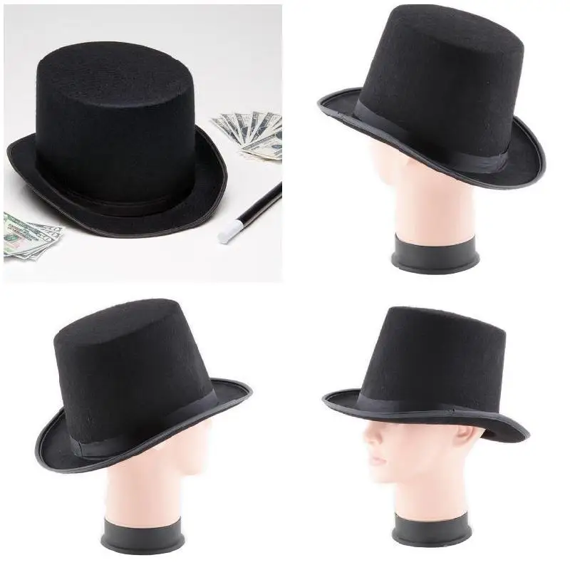 13 см/16 см высота панк черная шляпка на Хэллоуин реквизит фетровые шляпы