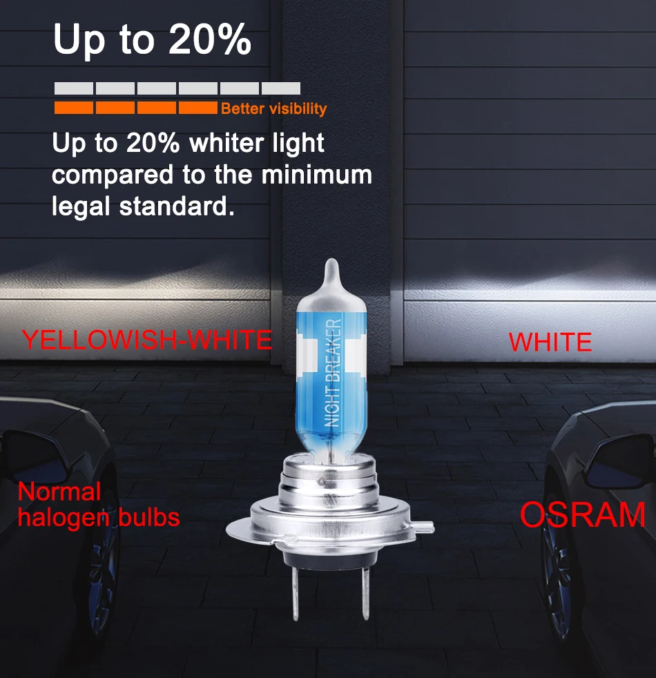 Лампа Ксеноновая OSRAM Night breaker автомобиля галогеновая ксеноновая лампочка высокий низкий пучок H4 12V 60/55W P43T 9003 H1 P14.5S H7 PX26D фар лампа 1 пара