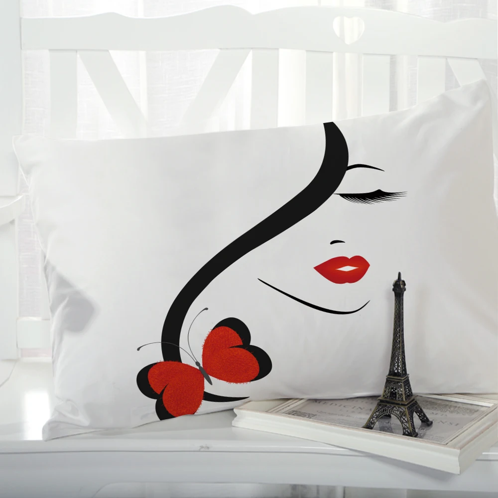 

1pc Pillow cover Pillow case Luxury Bedding Pillowcase Pillowcovers decorative 50x70 Customizable size 3D Print Woman white
