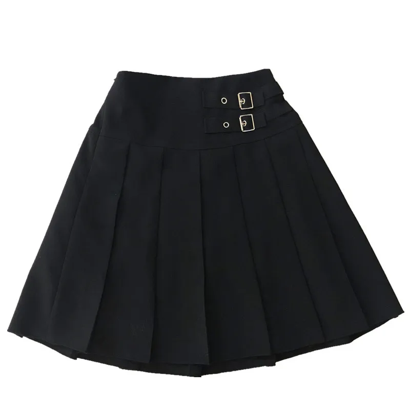 

Summer 2020 Japanese Streetwear Colleger Black Pleated Skirts Womens High Waist A-line midi Skirt Plus Size Female saia feminina