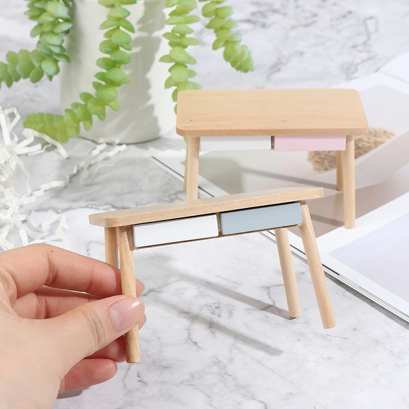 

New Style 1/12 Dollhouse Miniature Accessories Mini Wooden Computer Desk Model Simulation Furniture Toys for Doll House Decorate