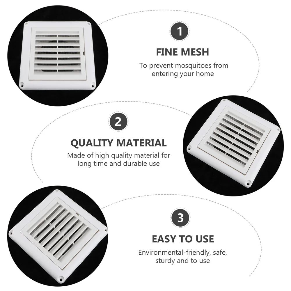 

1PC Air Vent Ventilation Grill Cover Wall Ceiling Mounted Vent Built-in Fly Screen Mesh for Bathroom Office Home (White, 100mm)