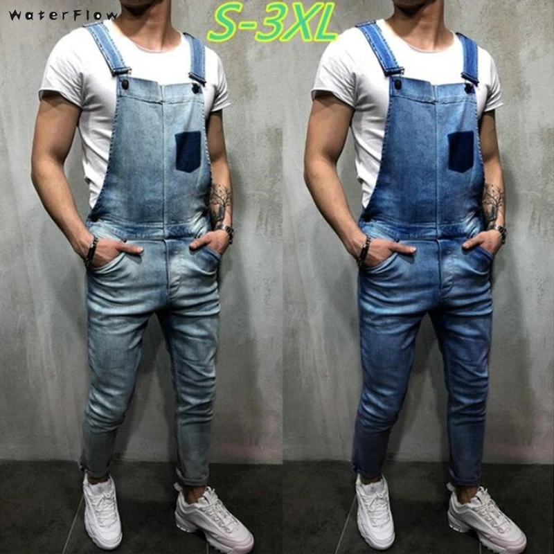 2019 новые модные брендовые мужские повседневные джинсовые брюки Комбинезоны для