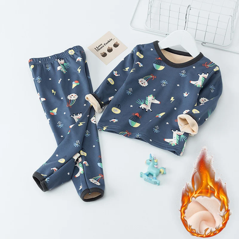 

Kids Pyjamas Winter Lounge Set Cashmere Long Johns Clothes Boys Girls Clothes Loungewear Long Sleeve Sleepwear Baby Pyjamas Suit