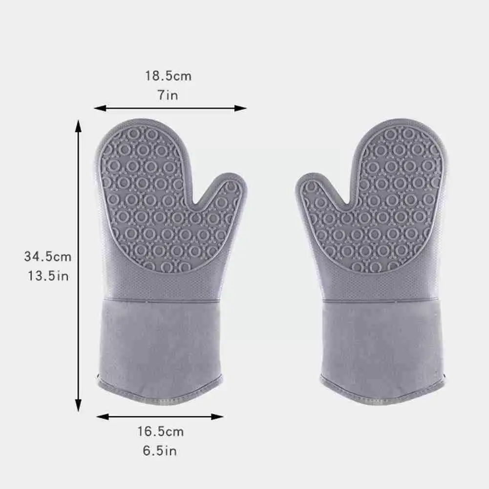 

Silicone Gloves Set Multifunctional Soft Durable Resistant Temperatures Kitchen Grilling High Oven Set Mitts Cooking Baking P0Q9