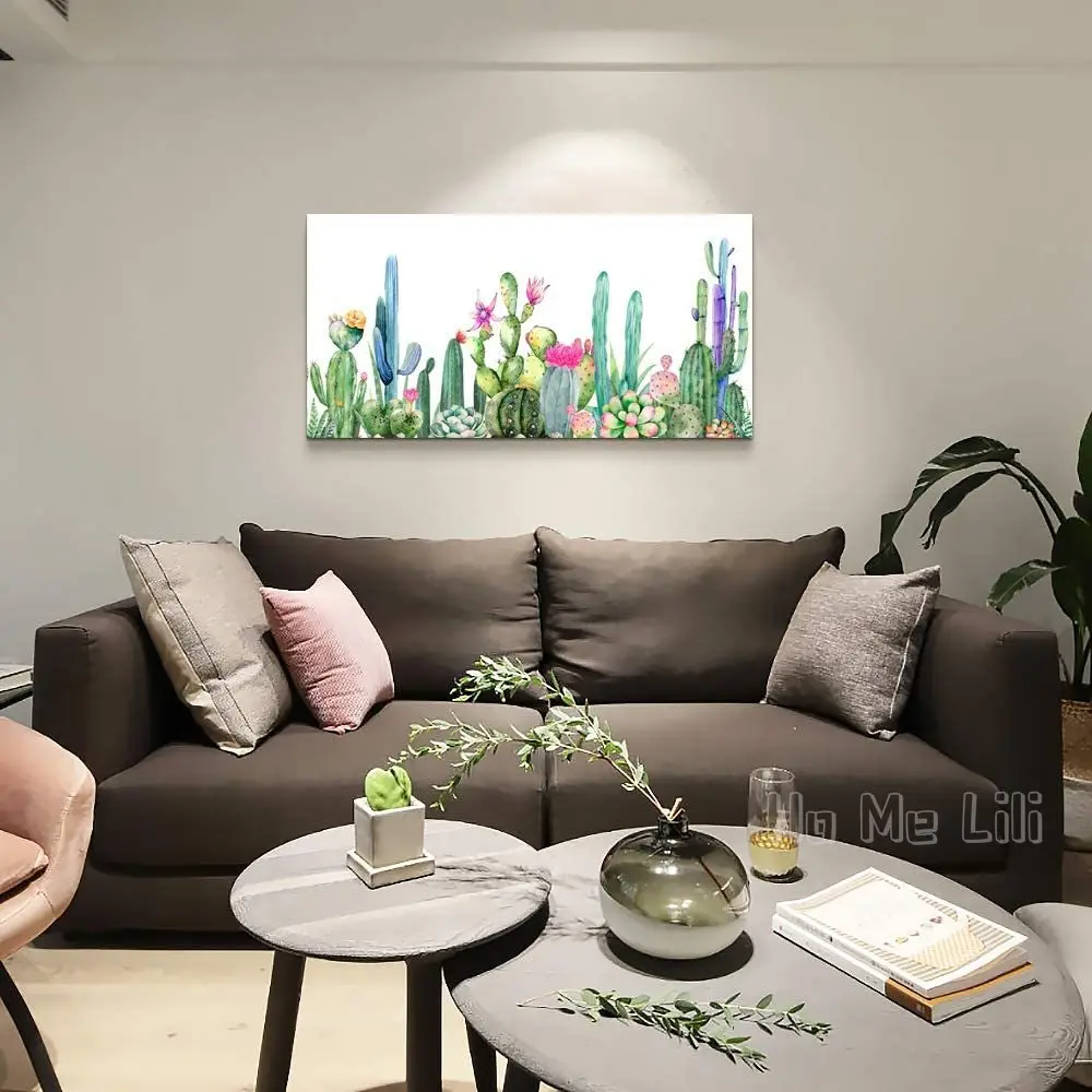 

Simple Life Green Plants Cactus Picture Watercolor Painting Canvas Prints Artwork Bathroom Decor