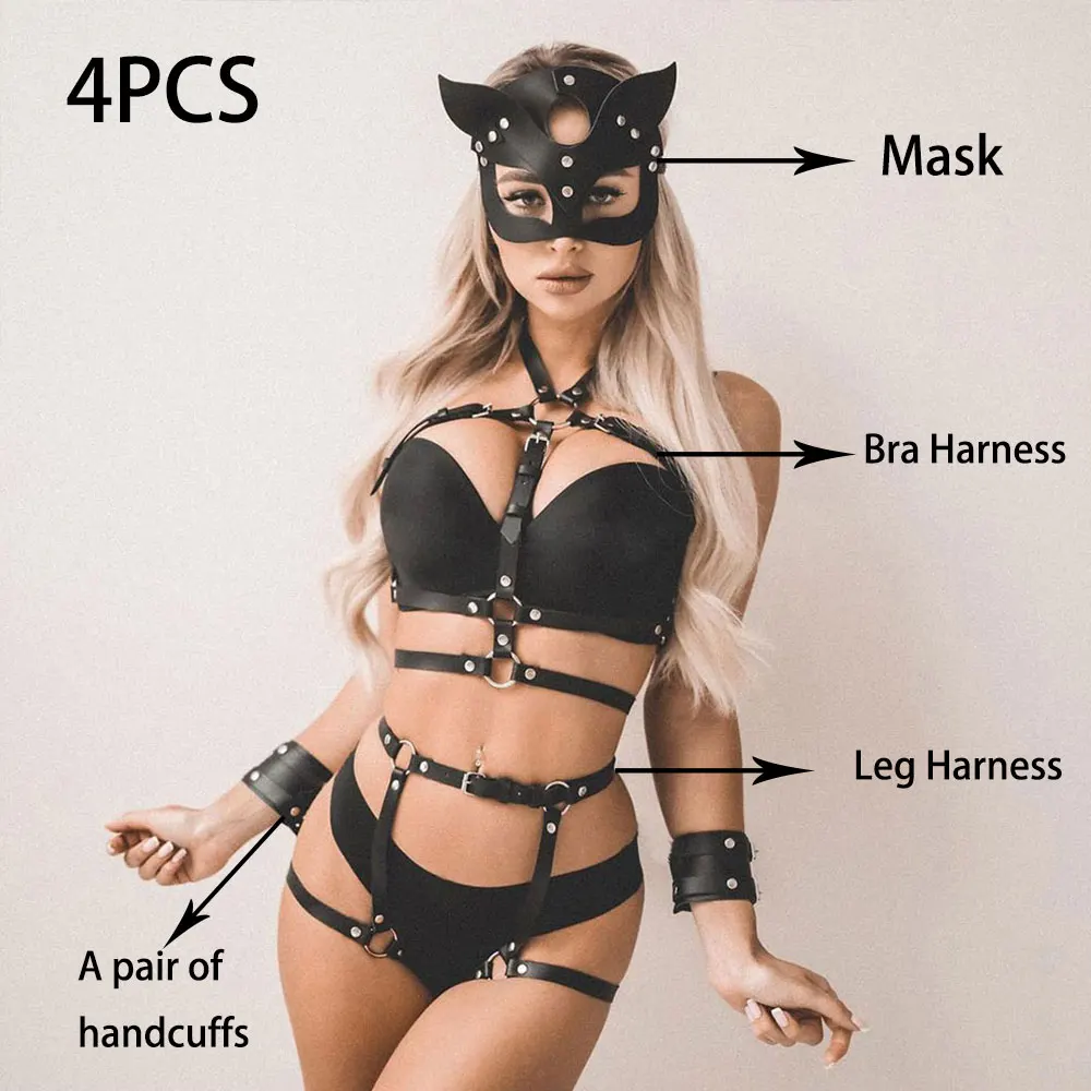 Sexy Full Body BDSM Women Harness Set Bondage Harness Bra Suspenders Garter Stocking Belt Thigh Harness Stocking Sword Belt