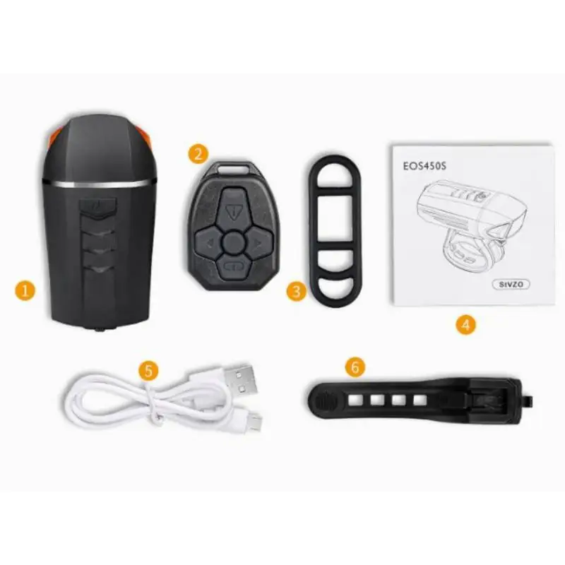 

Bicycle Light Bicycle Front Turn Signal Horn Light Black USB Rechargeable LED Bike Remote Control Headlight Cycling Accessories