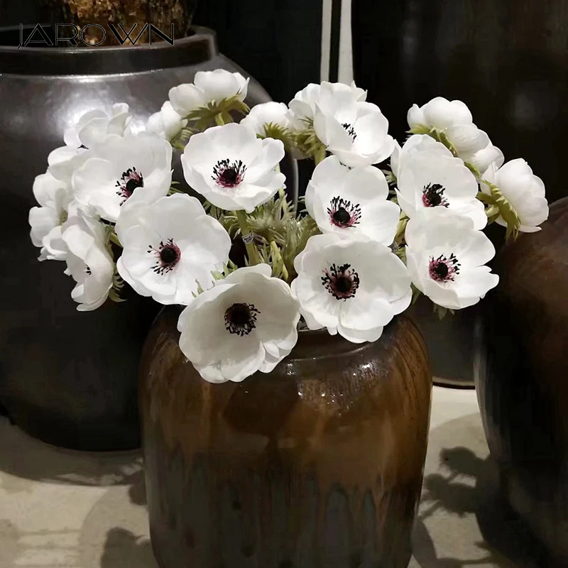 JAROWN-Flores Artificiales de anémona de PU, Flores de seda, Flores falsas para boda, decoración de jardín y hogar
