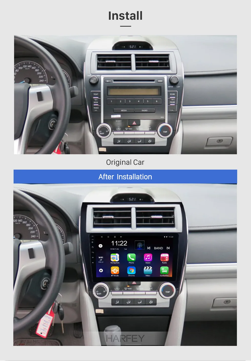 Harfey Android 9,0 HD тачскрин 10," Автомобильный радиоплеер для 2012- TOYOTA CAMRY gps Navi wifi Поддержка OBD2 DAB+ SWC Bluetooth
