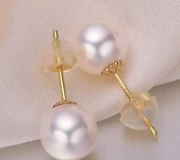 pair of 12 13mm round south sea white pearl earring 18k