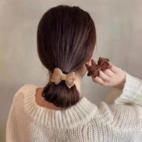 korean suede knot hair band high quality elastic rubber band label ornament scrunchies hair tie accessories for women headwear