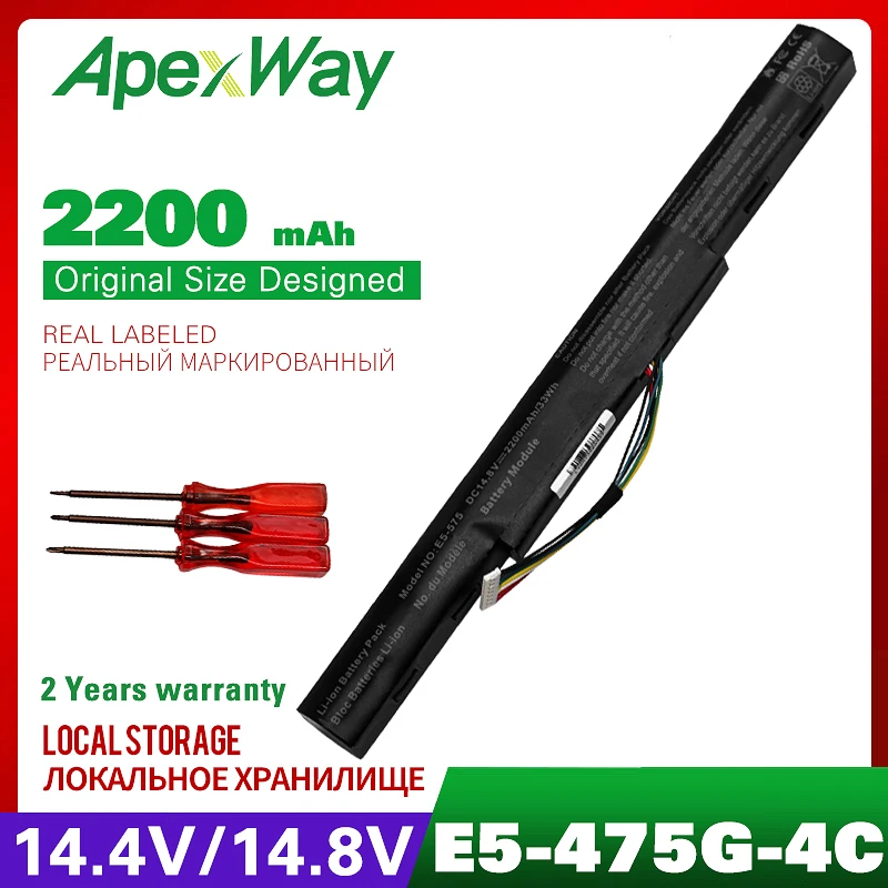 Apexway 14 8 v Аккумулятор для ноутбука Acer Aspire E5 475G 523G 553G 573G 575G AS16A7K AS16A8K|Аккумуляторы