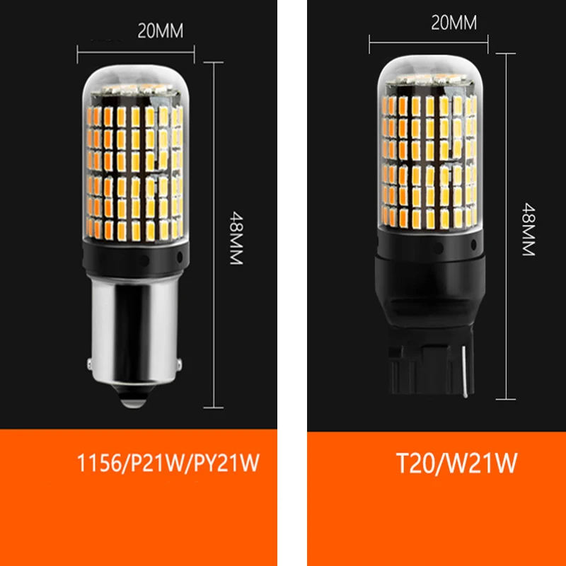 2 шт. автомобиль 7440 светодиодный Нет Hyper флэш Янтарный Желтый 144-SMD 4014 светодиодный T20 W21W 1156 7507 BAU15S светодиодный лампы для указатели поворота