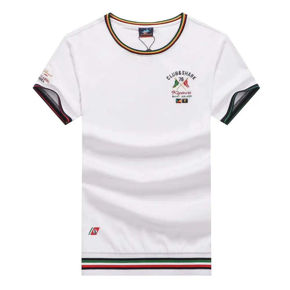 Мужские хлопковые футболки с коротким рукавом высокого качества вышитыми